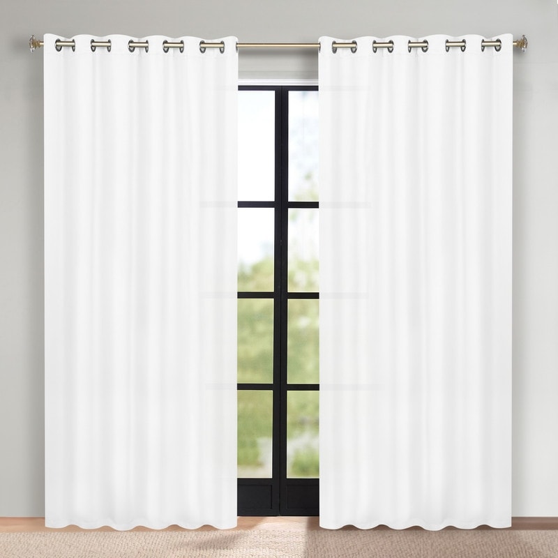 Superior Solid Machine Washable Room Darkening Grommet Blackout Curtains, Set of 2