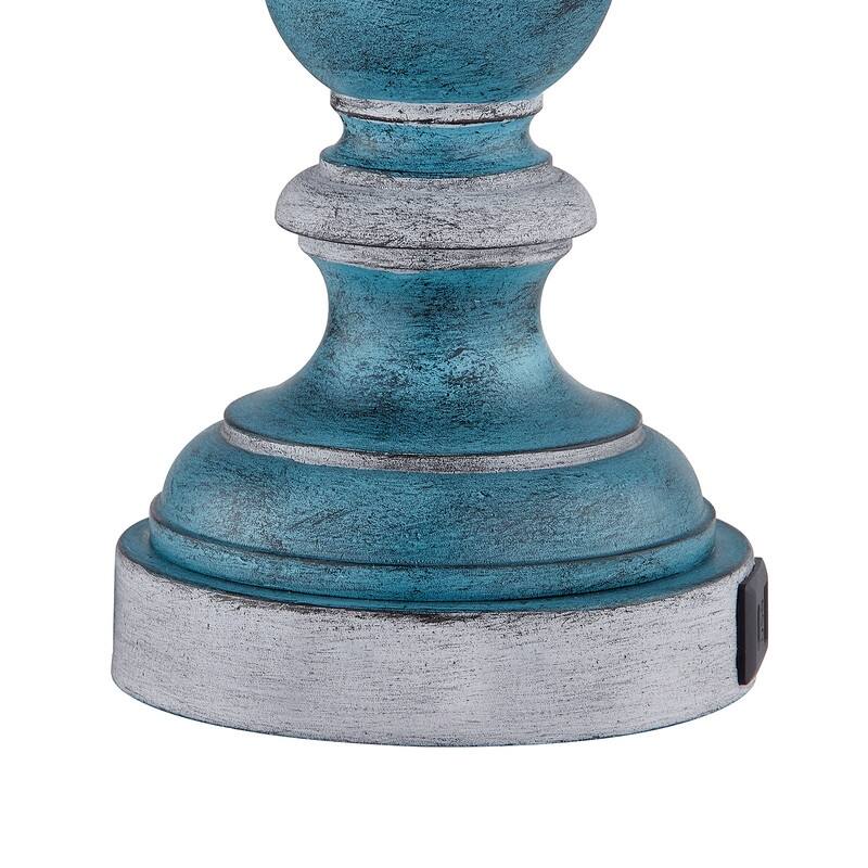 KAWOTI 24" Farmhouse Table Lamp Set with USB Ports(Set of 2) - W12" x H24.75"