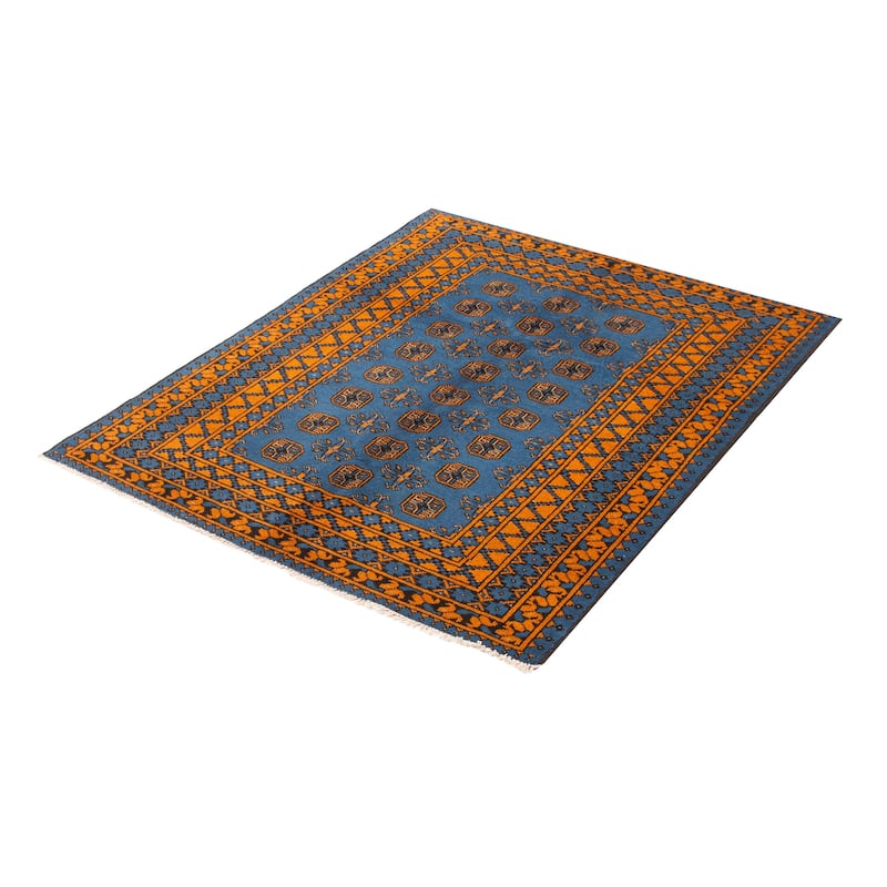 ECARPETGALLERY Hand-knotted Afghan Blue Wool Rug - 4'11 x 6'3