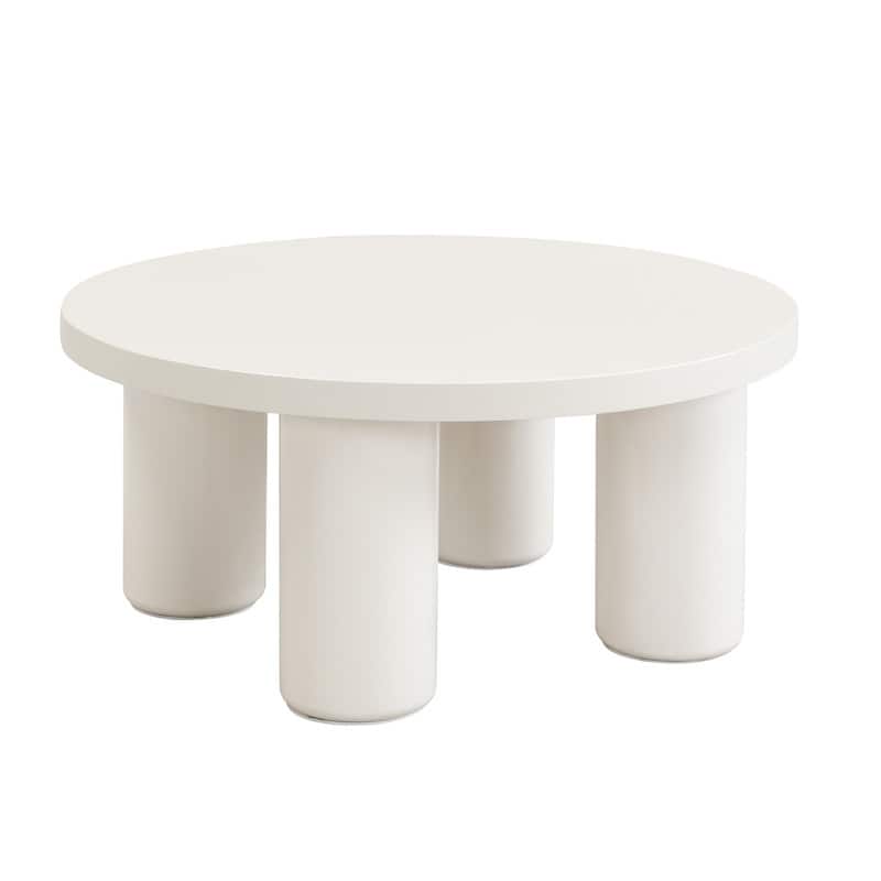 Modern Coffee Table Set of 2, Round Coffee Table with Cylindrical Leg Design and 1 End Table for Living Room
