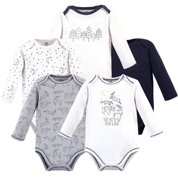 slide 1 of 1, Touched by Nature Baby Boy Organic Cotton Long-Sleeve Bodysuits 5pk, Constellation 0-3 Months - Constellation
