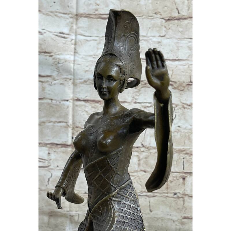 Signed Bronze Sculpture Art Deco Dimitri Chiparus Footsteps Figurine 38 Cm Gift
