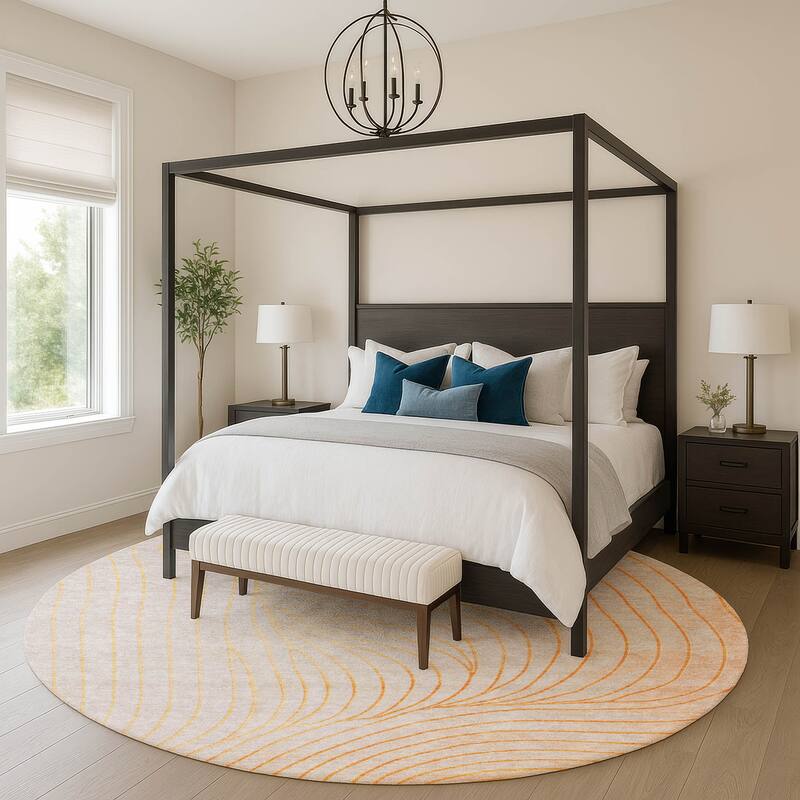 Premium Washable Super Soft Modern Wave Mayfield Rug - Orange - 8' x 8'