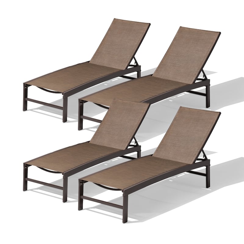 Pellebant Outdoor Adjustable Aluminum Chaise Lounge Chairs (Set of 4) - 23.43 " W x 42.63" D x 13.15" H