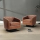 preview thumbnail 10 of 79, 2 Set Tufted PU Vegan Leather Swivel Barrel Chair with Nailheads Trim
