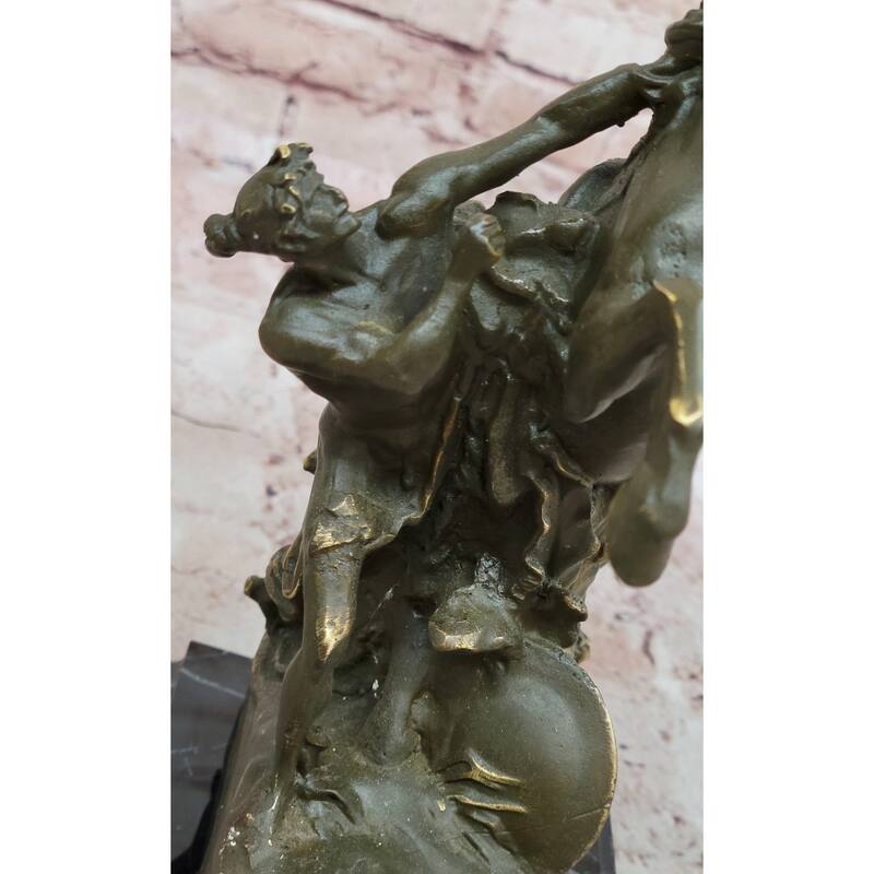 Mythological Woman With Rearing Imitative Horse Bronze Sculpture - Clical Equestrian Art