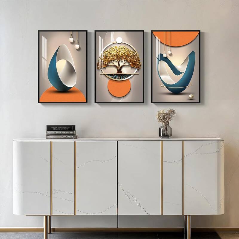 Bright Style Paintings Artwork, Set of 3 Piece Contemporary Luxury