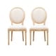 preview thumbnail 4 of 10, Linon Daphne Natural Brown Elm Wood/ Linen Oval Back Chair (Set of 2)