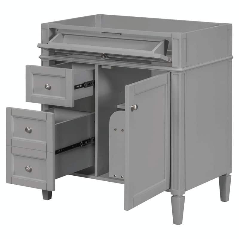 30'' Modern Bathroom Vanity with Top Sink, 2 Drawers and Tip-out Drawer