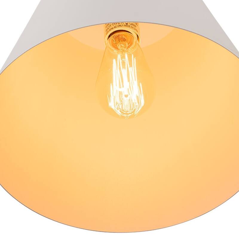 Modern Danish 1-Light White Conical Iron Kitchen Pendant Light