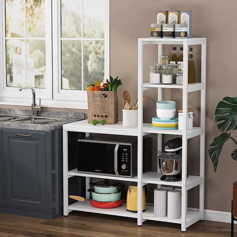 5-Tier L Shaped Kitchen Bakers Rack with Storage Shelf