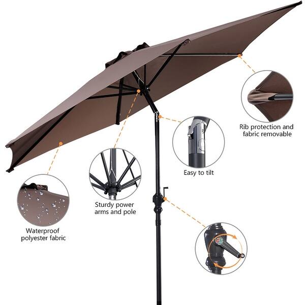 Shop Costway 10ft Patio Umbrella 6 Ribs Market Steel Tilt W Crank