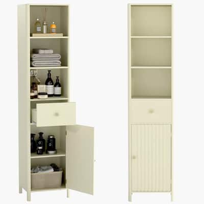 Costway 67” Tall Bathroom Cabinet with 3 Open Shelves, 1 Drawer, - See Details