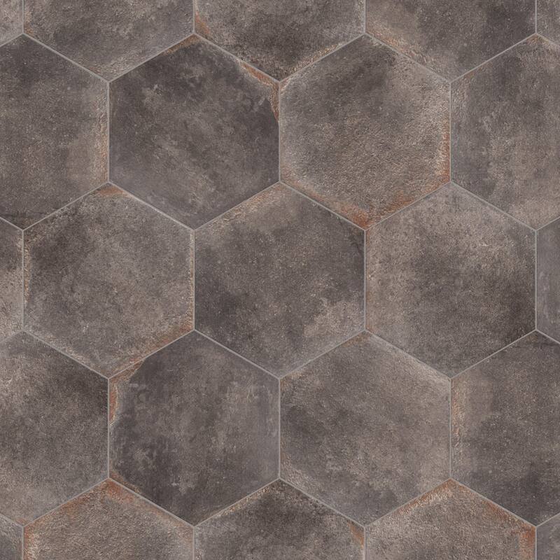 Merola Tile D'Anticatto Hex Notte 11" x 12-3/4" Porcelain Floor and Wall Tile