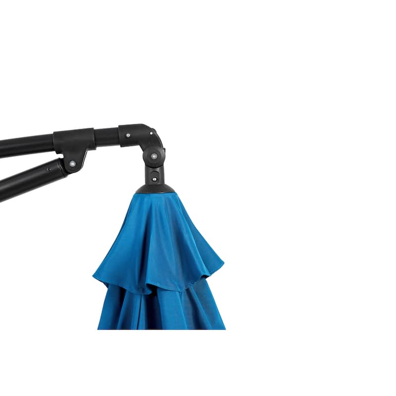 10ft Offset Hanging Market Patio Umbrella w/Easy Tilt Adjustment, Polyester Shade, 8 Ribs for Backyard, Poolside-(No Base)