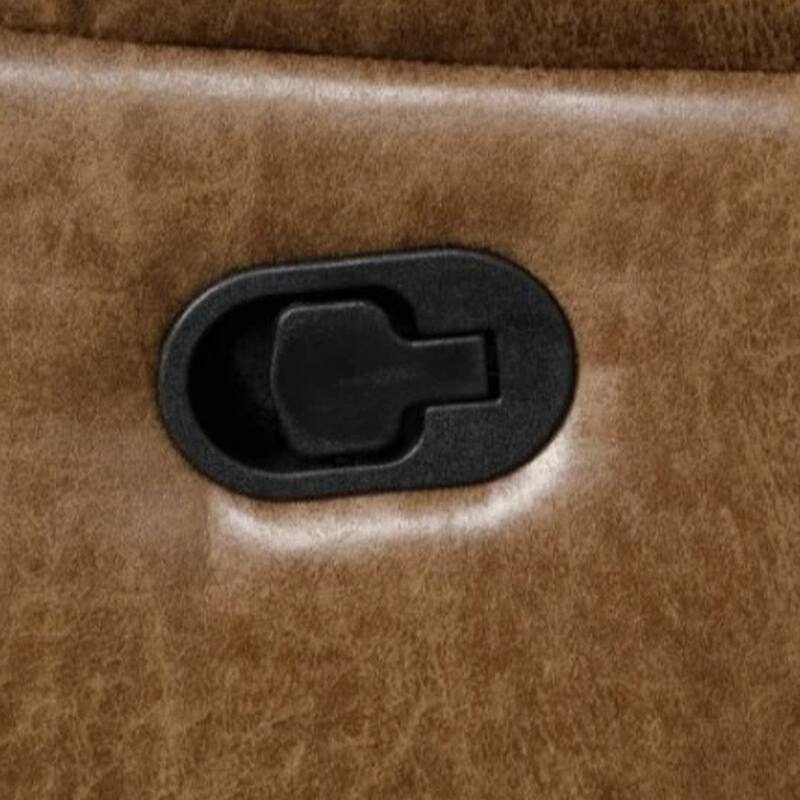 Kius Manual Recliner Sofa, Brown Faux Leather, 82 Inch, USB Chargers