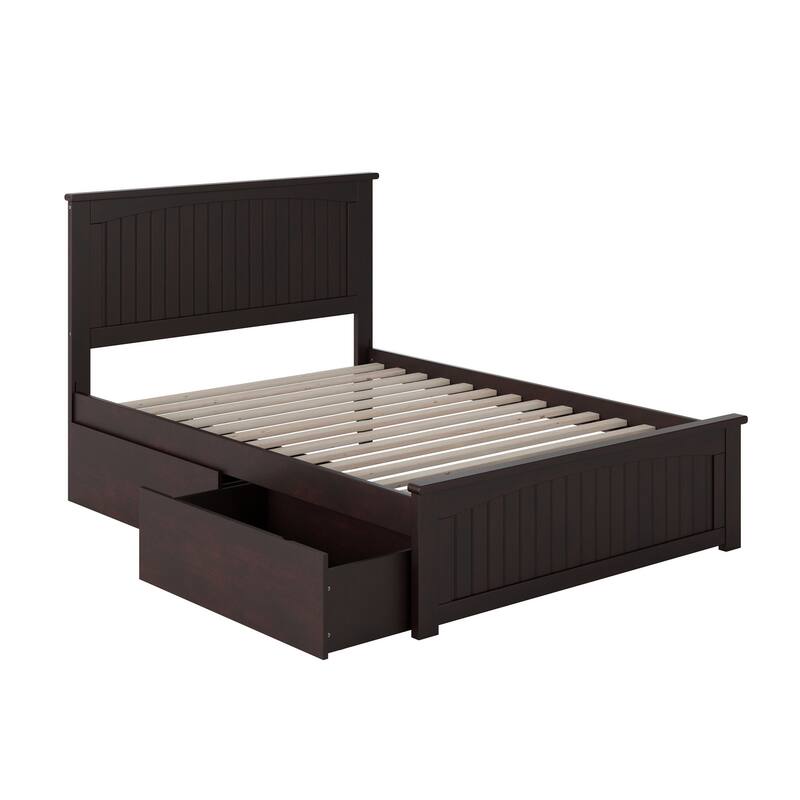 Nantucket Full Platform Bed with 2 Drawers in Espresso