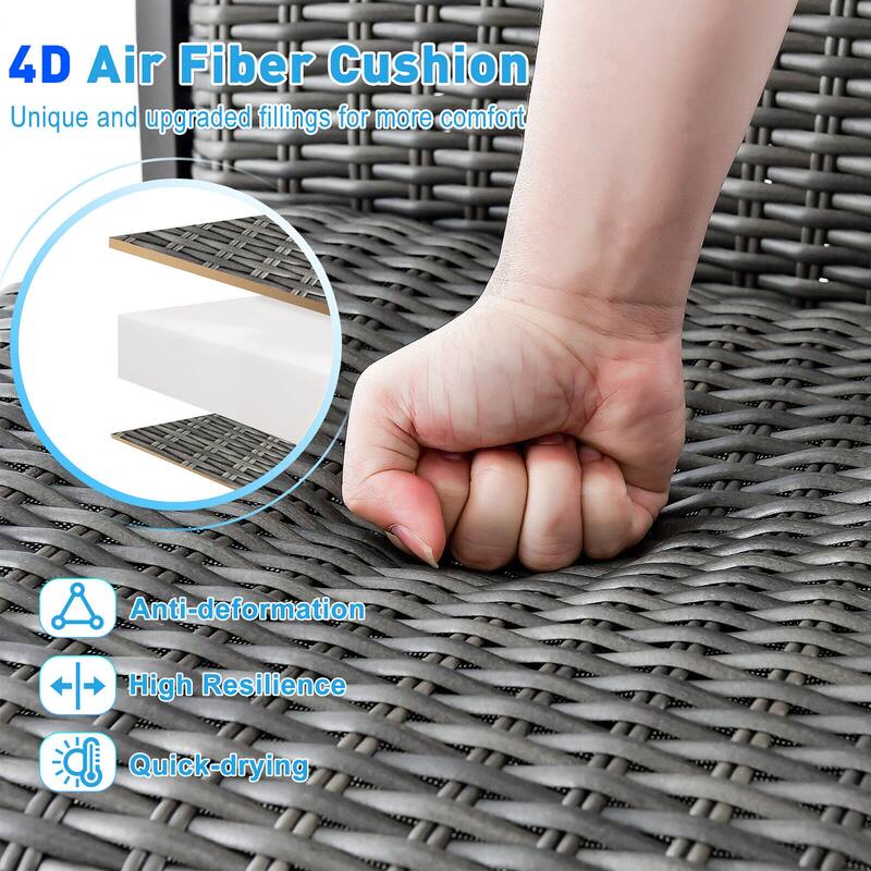 Gymax 2PCS Patio Wicker Aluminum Swivel Bar Height Chairs W/4D Air