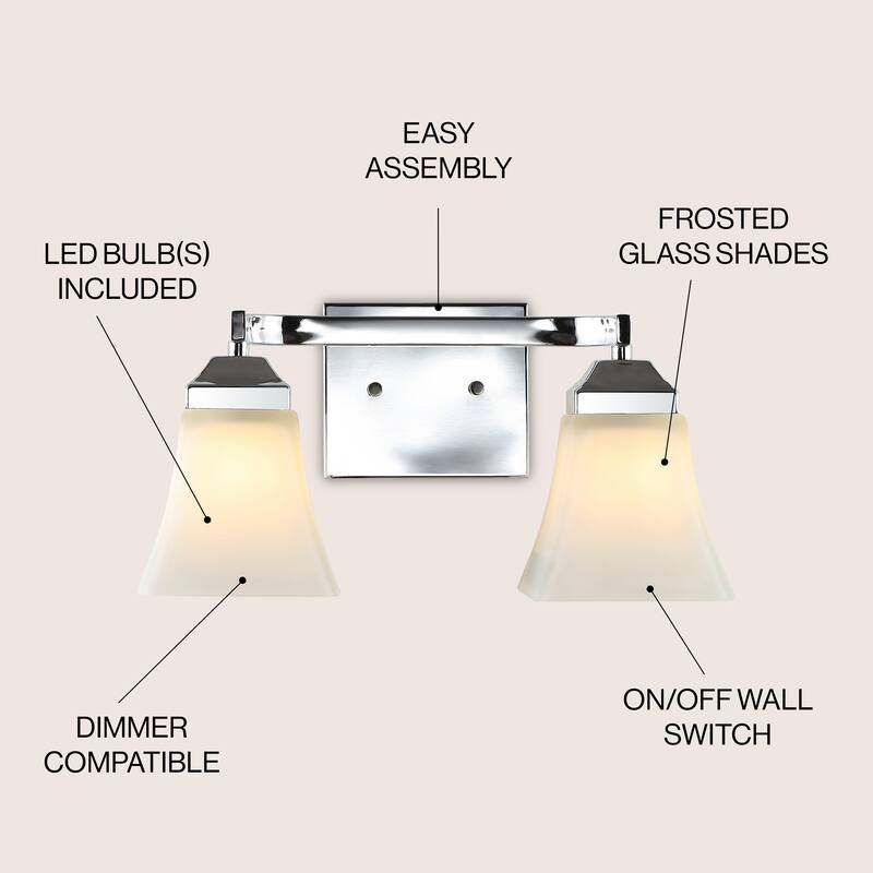 Staunton Iron/Glass Modern Cottage LED Vanity Light, Oil Rubbed Bronze by JONATHAN Y