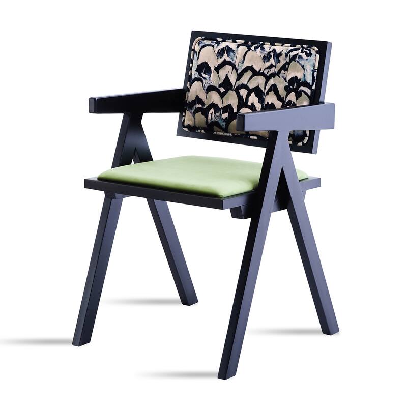 Modern 2 Piece Solid Wood Kitchen Dining Chair with Cushions, Backrests, Armrests for Dining Room Kitchen Living Room Bedroom