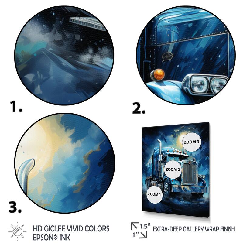 Designart "Red Semi Truck Custom Classic I" Truck Framed Wall Art Prints