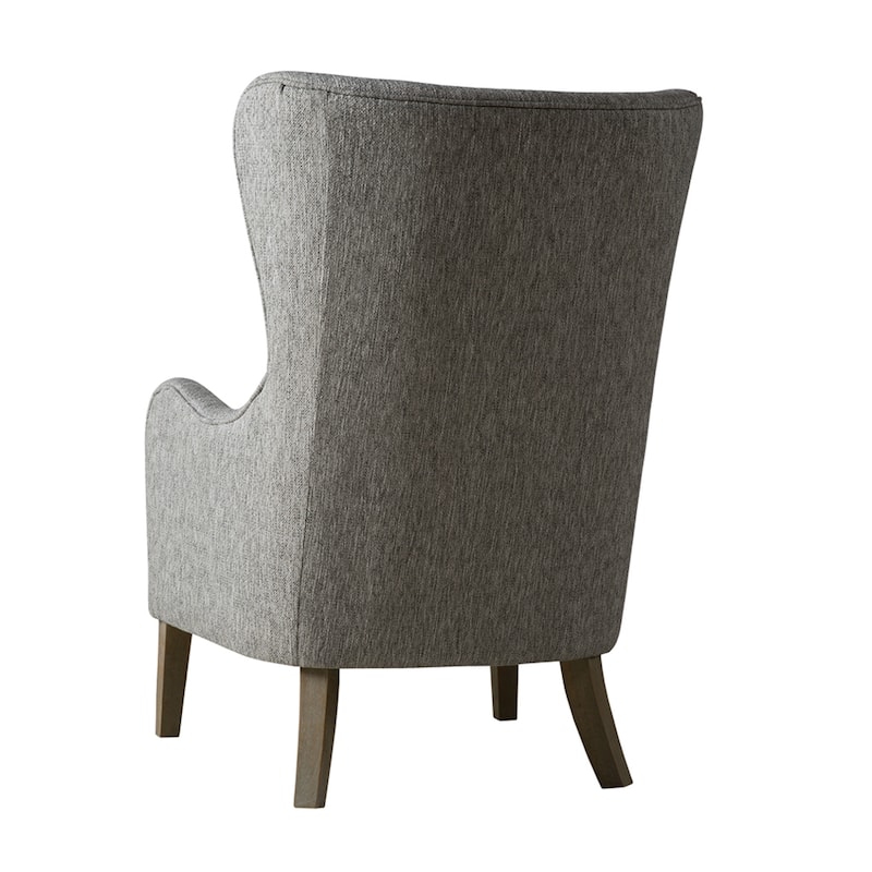 Roomfitters Wingback Accent Chair with Swoop Arms, Upholstered Lounge Chair with Solid Wood Legs for Living Room, Grey - Grey