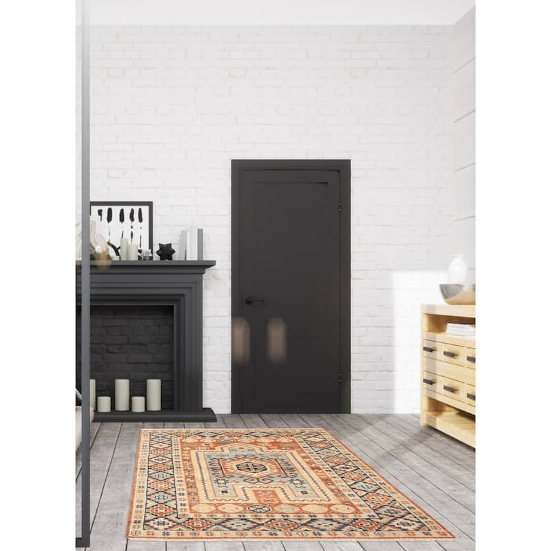 ECARPETGALLERY Hand-knotted Jules Serapi Light Blue Wool Rug - 5'4 x 7'10