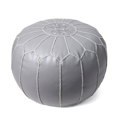 Nuloom Handmade Moroccan Leather Filled Ottoman Pouf