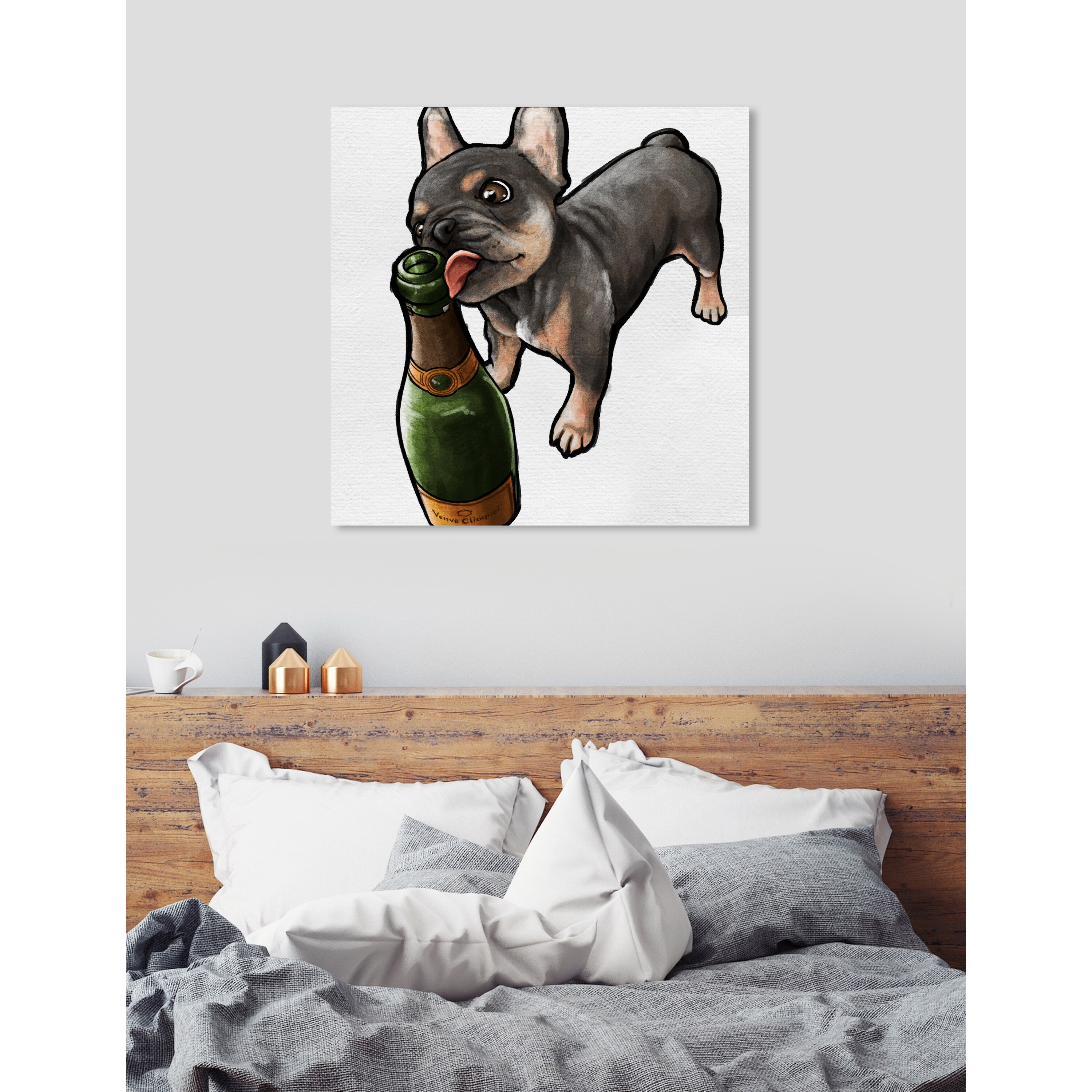 Oliver Gal 'Frenchie and Bubbly Custom' Animals Wall Art Canvas