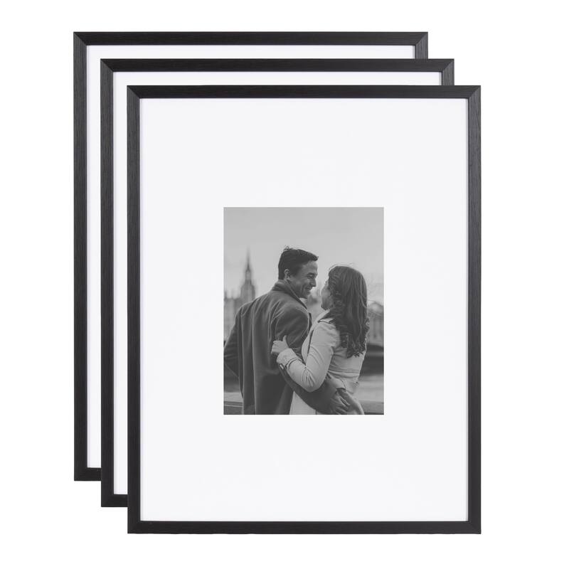 Kate and Laurel Gallery Photo Frame Set - 16x20 matted to 8x10 - Black