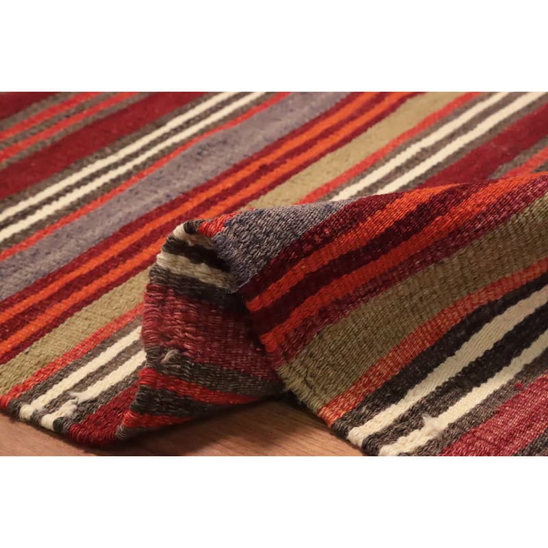 Hand Woven Oriental 100% Wool Carpet Southwestern Geometric Multi-Colored Kilim Area Rug - 10' 4'' X 5' 4''