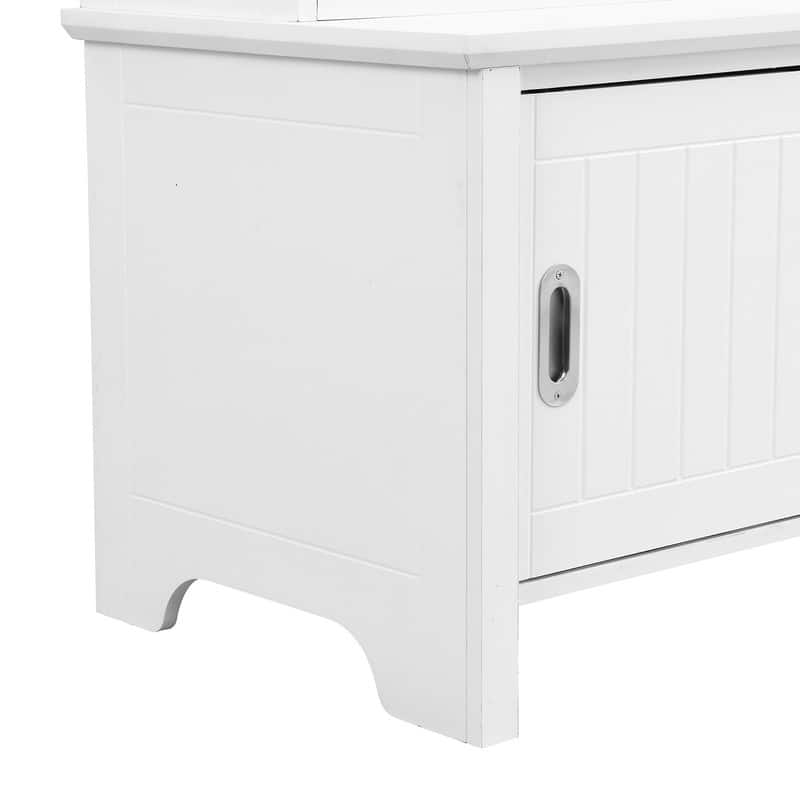 Farmhouse Style Hall Tree with Bench and Shoe Storage,Wood Hall Tree