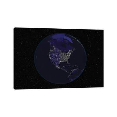 iCanvas "Full Earth At Night Showing City Lights Centered On North America" by Stocktrek Images Canvas Print