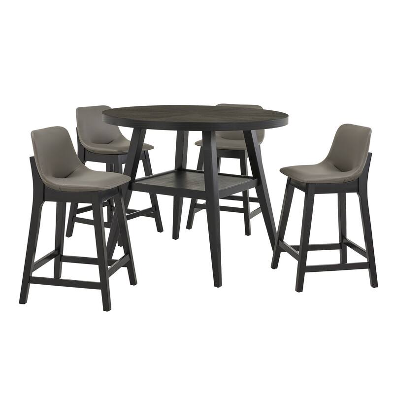 Savinhill Black Finish 44" Round Counter Height Dining Set by iNSPIRE Q Modern - Grey