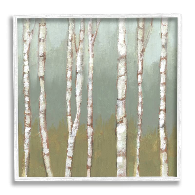 Stupell Contemporary Birch Tree Forest Striped White Bark Painting Framed Wall Art - 24 x 24 - White