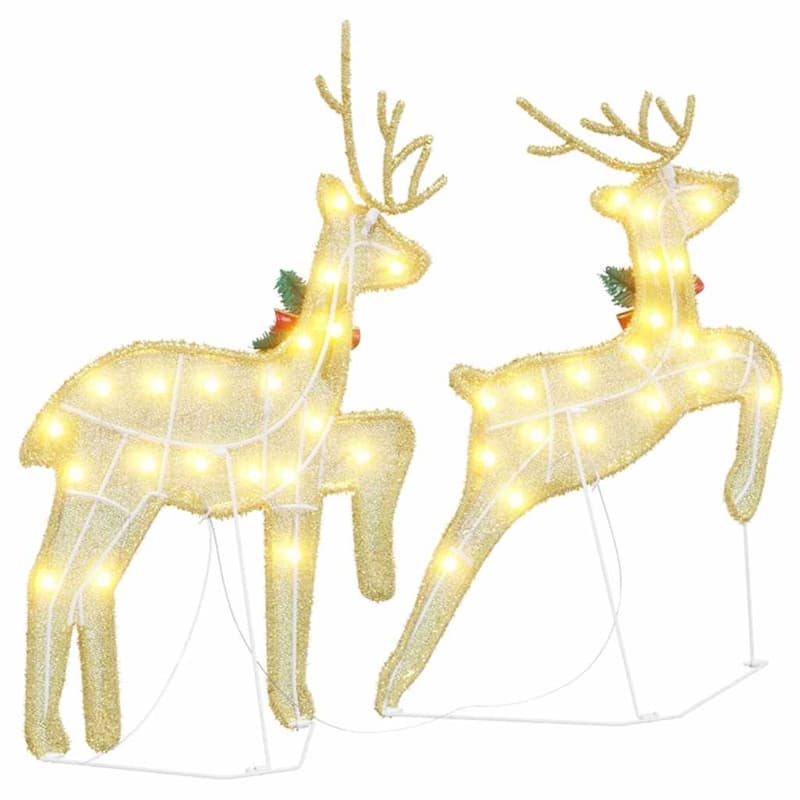 vidaXL LED Reindeers 2 pcs Warm White fabric - 17.7 x 7.5 x 25.6