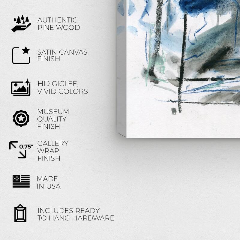 Wynwood Studio Abstract Mint Leaves Within Blue and Modern & Contemporary Wall Art Canvas Print