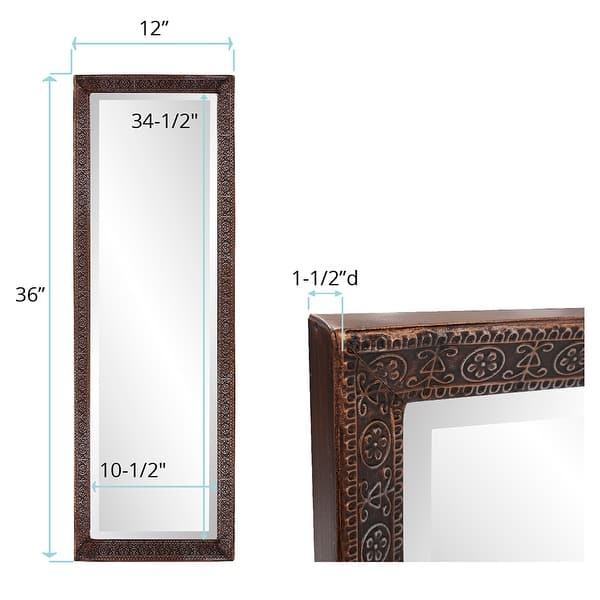 Allan Andrews Bronze Rectangular Full Length Dressing Mirror with Hand Crafted Metal Frame - 12W X 36H X 1.1/2T
