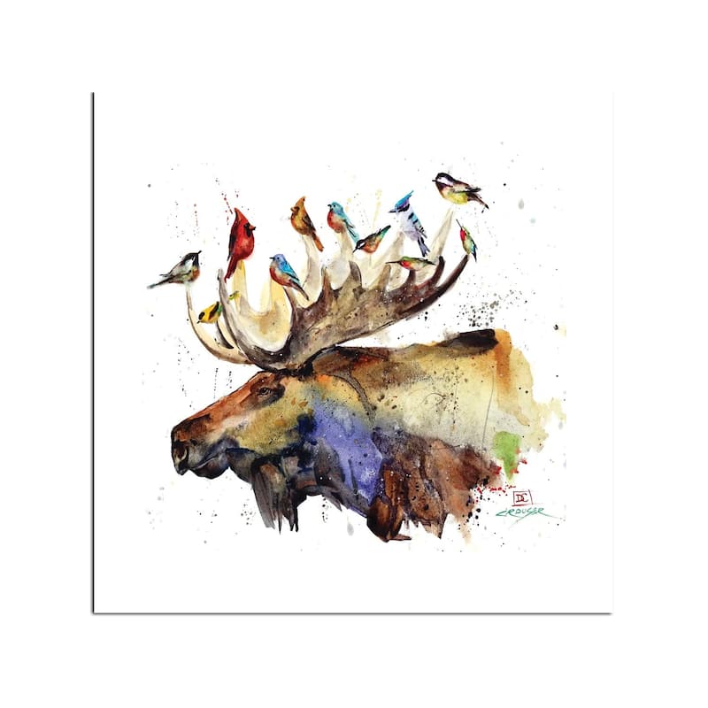 Moose and Birds Fine Art Paper Print by Dean Crouser - Multi
