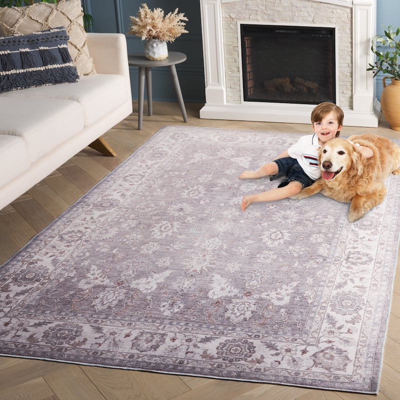SAFAVIEH Arizona Ayano Vintage Machine Washable Rug - 9' x 12' - Grey/Ivory