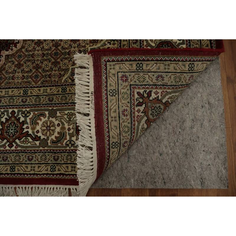 Hand Knotted Oriental 100% Wool Carpet Traditional Floral Red Tabriz Area Rug - 9' 2'' X 6' 2''