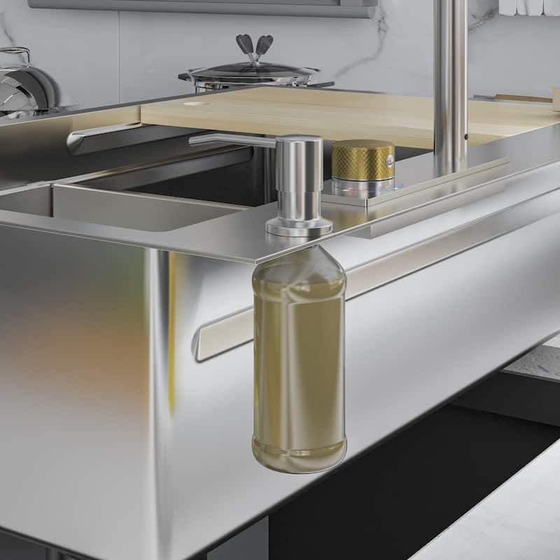 All-in-One Stainless Steel 33.2 in. Bowl Kitchen Workstation Sink
