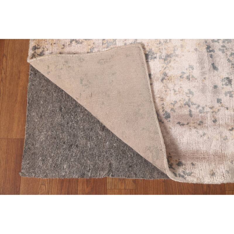 Beige Abstract Modern Area Rug Handmade Wool Carpet - 6'6" x 9'10"