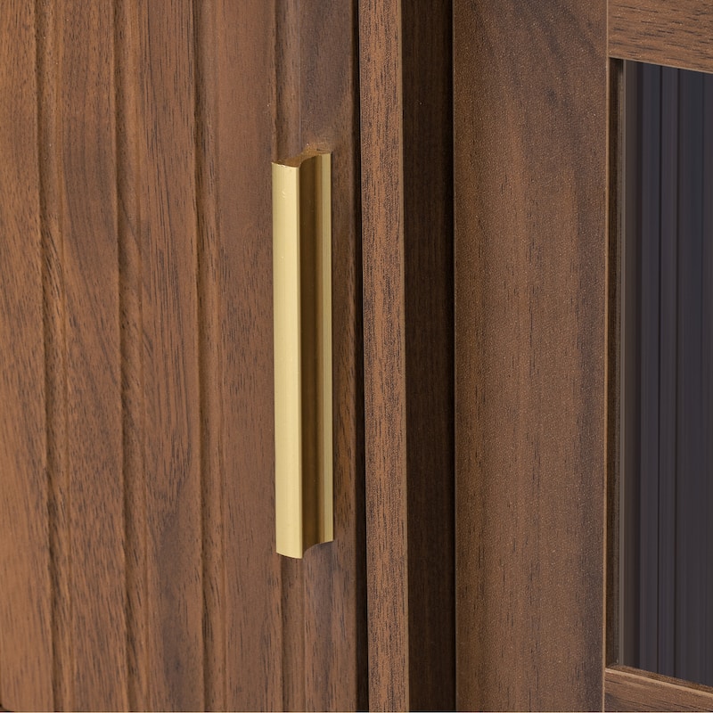 TV Stand Entertainment Center with Drawers, Storage Cabinet Media Console Table with Sliding Glass Doors