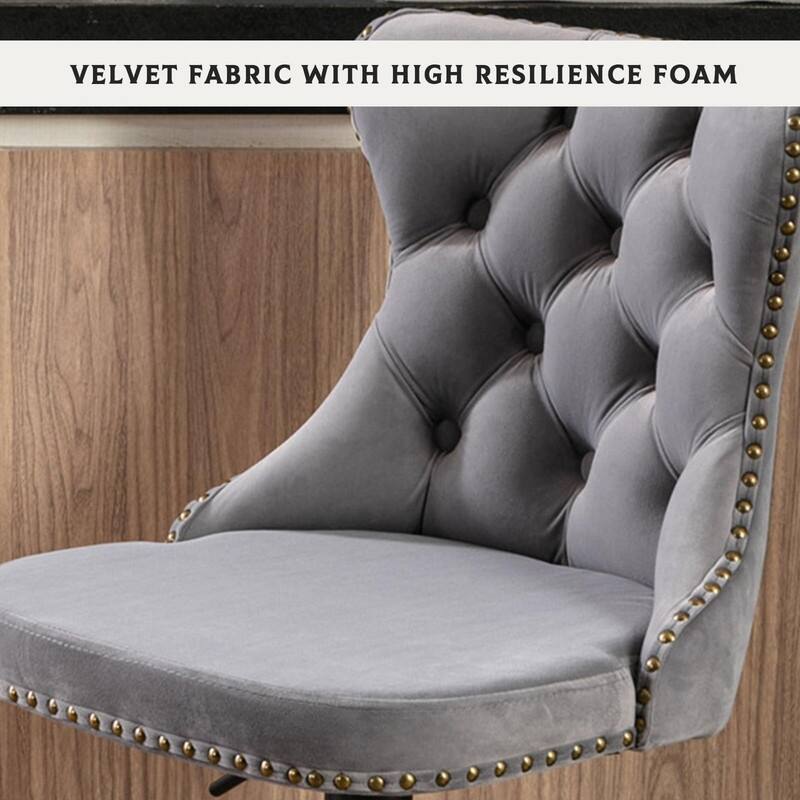 Velvet Upholstered Nailheads Tufted Swivel Bar Stools (Set of 6)