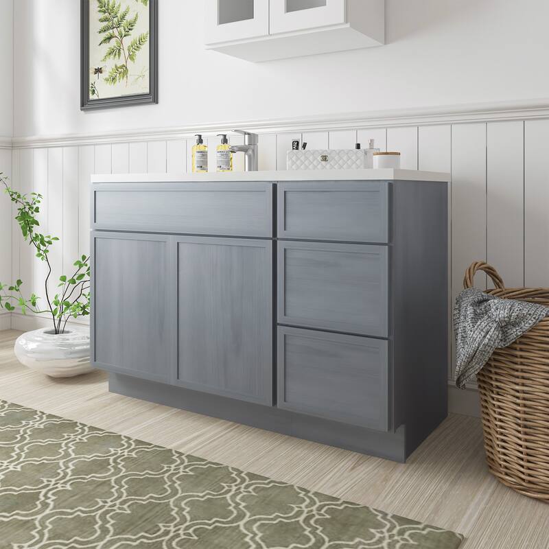 Vanity Art 48" Birch Freestanding Bathroom Vanity Cabinet without Top