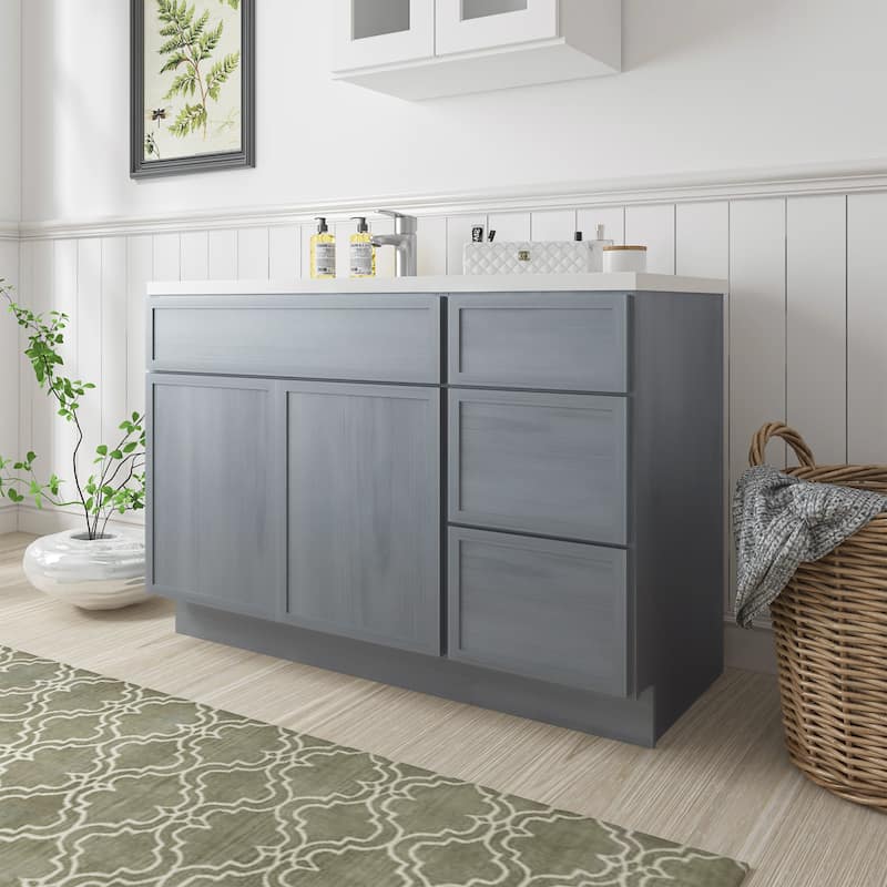 Vanity Art 54" Birch Freestanding Bathroom Vanity Cabinet without Top