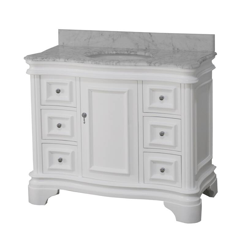 KitchenBathCollection Katherine 42" Bathroom Vanity with Carrara Marble Top