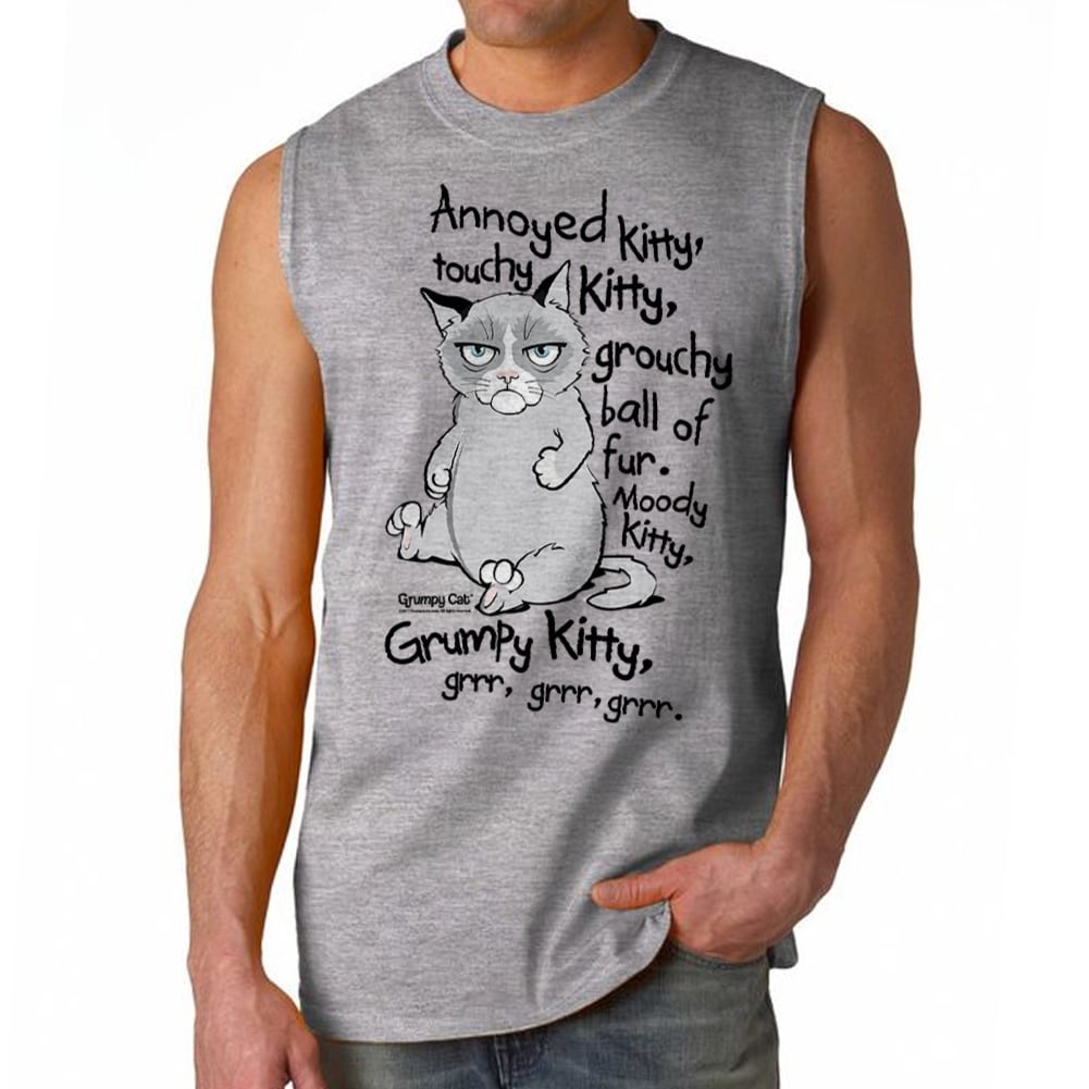Shop Grumpy Cat Grrr Men S Sports Grey Sleeveless Free Shipping