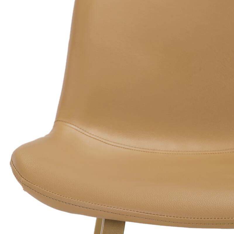 LUE BONA Metal Frame Bar Stools Counter Height Stools with Faux Leather Seat (Set of 2)